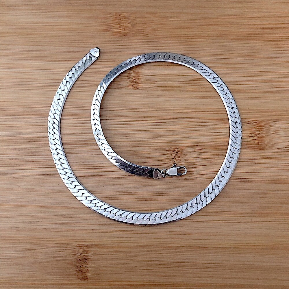 $198 Herringbone Estate Necklace Sterling Silver 34 Grams 925 ITALY - Picture 3 of 8